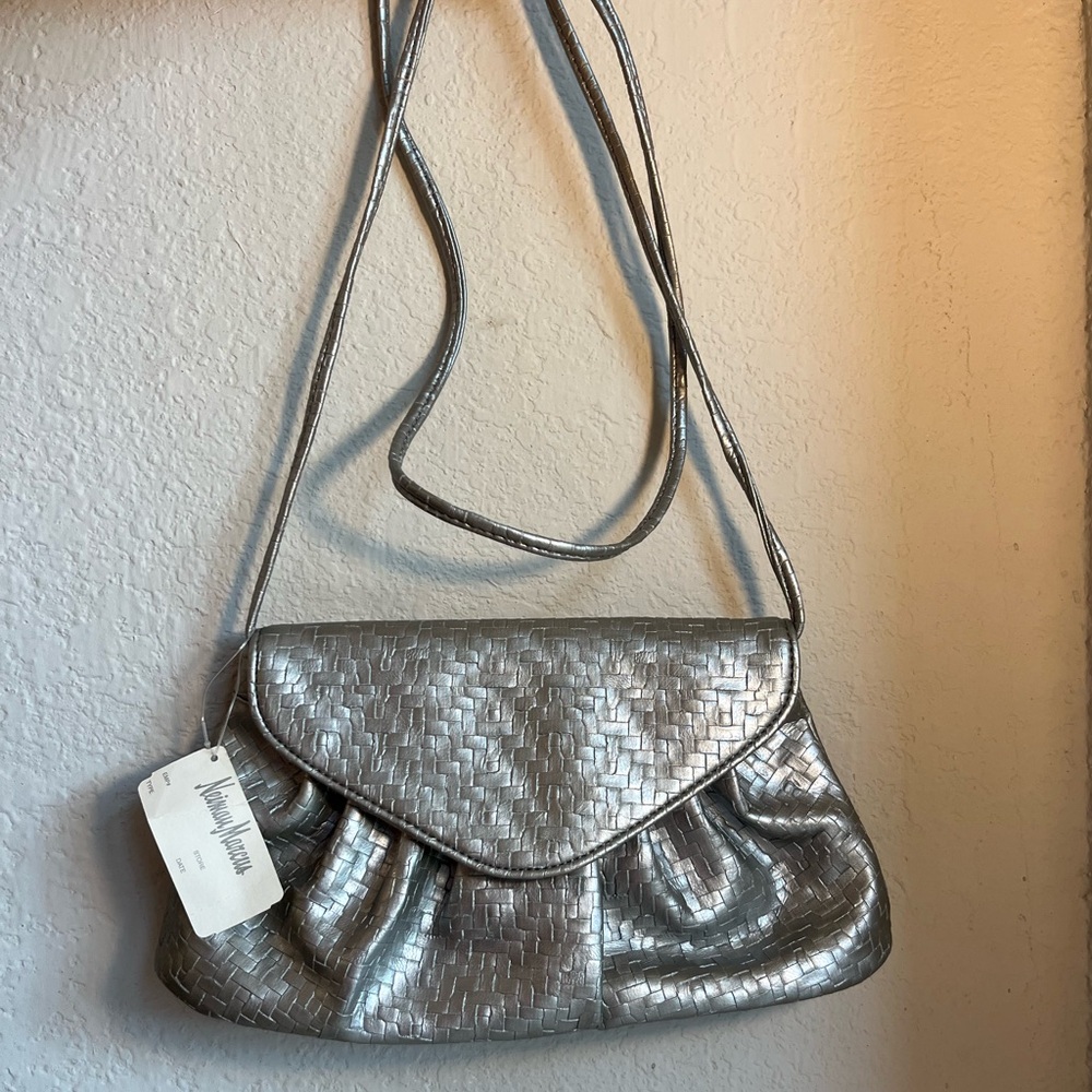 Neiman Marcus - Going Out Leather Silver Bag